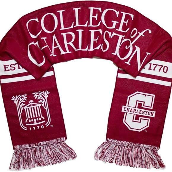 College of Charleston Scarf  One size fits all  Maroon and White - Picture 1 of 1